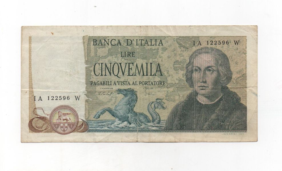 ITALIA DEL AÑO 1971.77 DE 5000 LIRAS